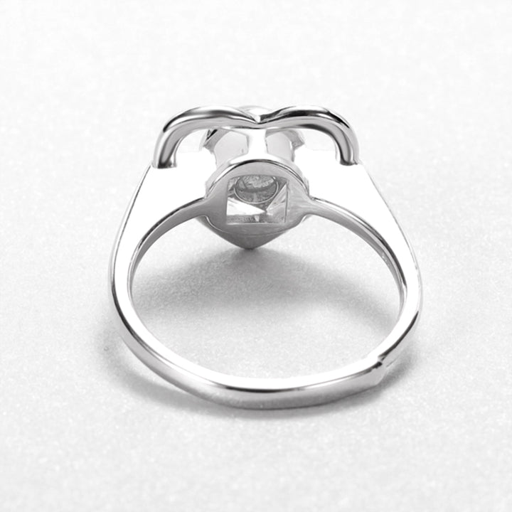 Custom Photo Projection Ring Sterling Silver Heart Ring With Photo Inside - Oarse