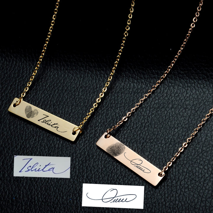 Custom Signature Necklace Handwriting Bar Necklace Actual Handwriting Gifts - Oarse