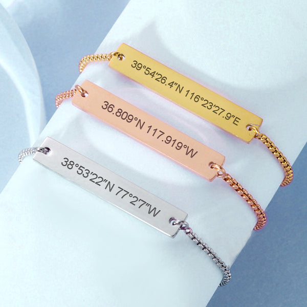 Custom Longitude And Latitude Bracelets Coordinates Bracelet For Her - Oarse