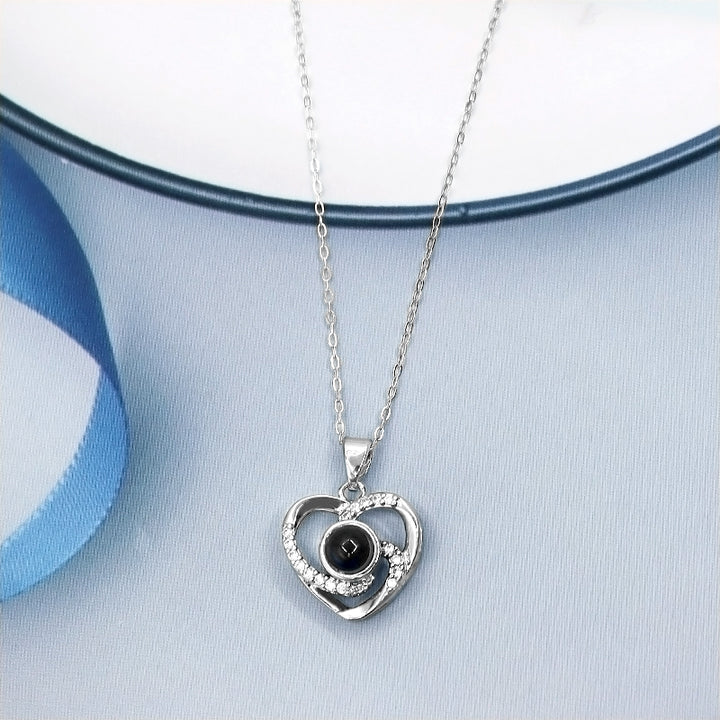Heart Pendant Projection Necklace With Photo Inside - Oarse