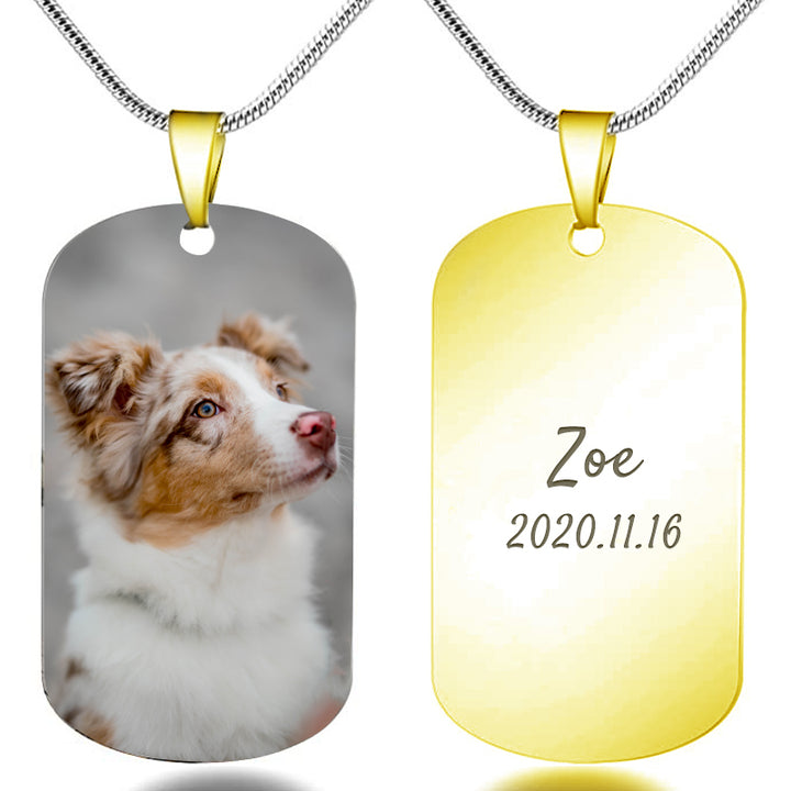 Custom Dog Tag Necklace with Picture Personalized Photo Engraved Necklace for Pet Lovers - OARSE