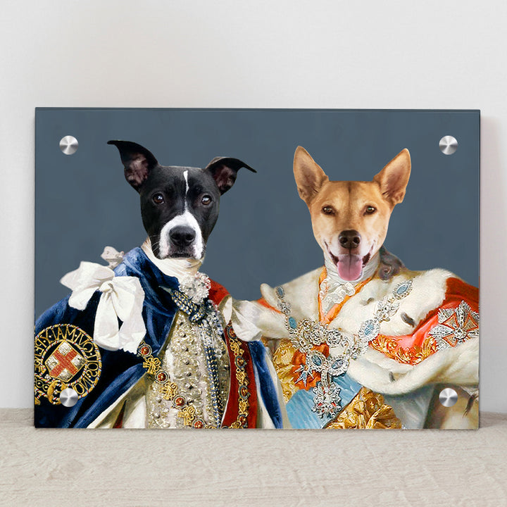 Custom Royal Couple Portraits Canvas with Dog Face Personalized Cat Royalty Painting - OARSE