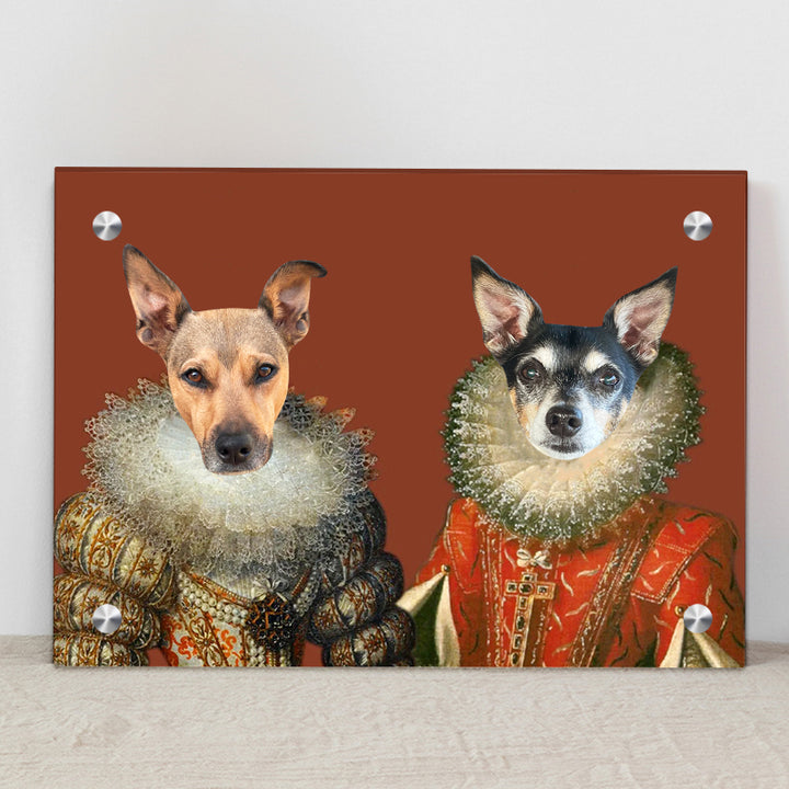 Personalized Royal Pet Portrait Canvas Custom Pet and Owner Painting - The Princesses - OARSE