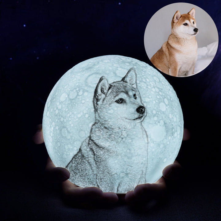 Personalized Pet Photo Engraved Planet Moon Lamp - Oarse