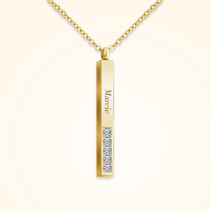 Stereo Bar Handwriting Engraved Jewelry, Diamond Personalized Handwriting Jewelry - Oarse