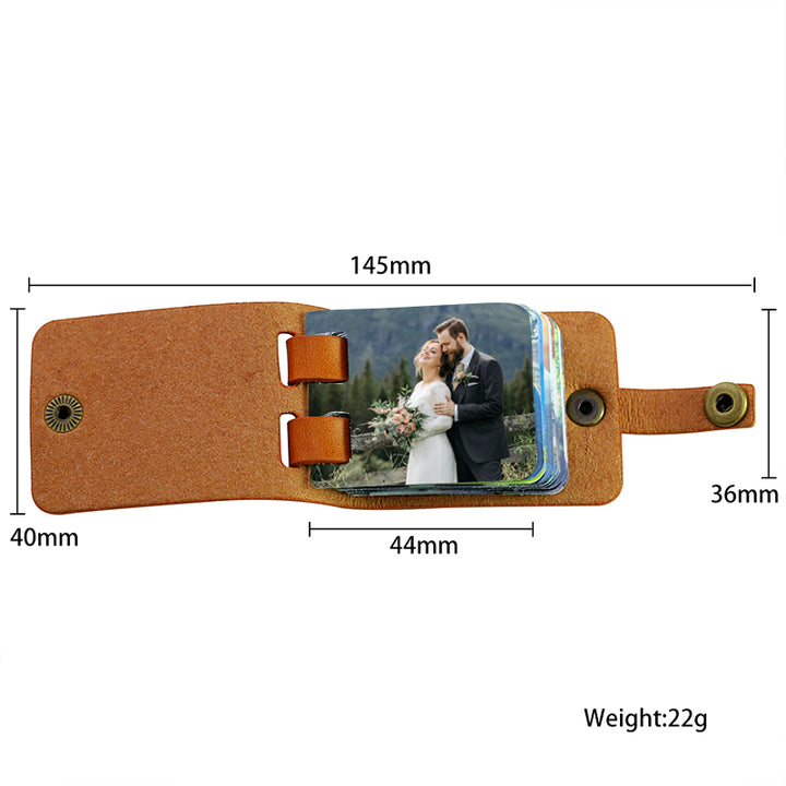 Personalized Keychains With Picture And Text, Leather Case Album Custom Photo Keychain - OARSE