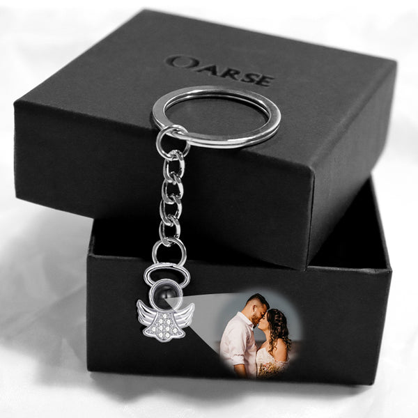 Guardian Angel Keychain Personalized Photo Projection Keychain - Oarse