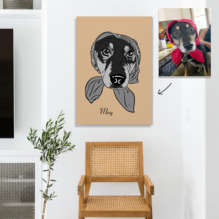 Personalized Pet Portrait Sketch Painting Canvas - Oarse
