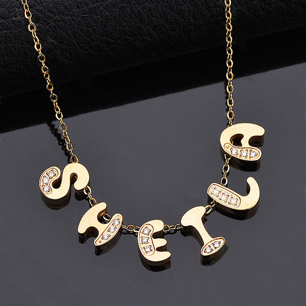 Custom Bling Name Necklace, Dangle Letter Name Necklace - Oarse
