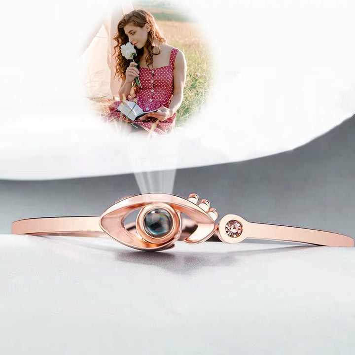 Personalized Eye Bangle Bracelet Photo Projection Bracelet - Oarse