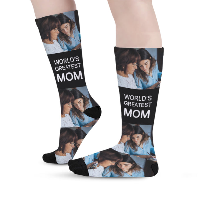 Custom World's Greatest Mother's Day Photo Socks - Oarse
