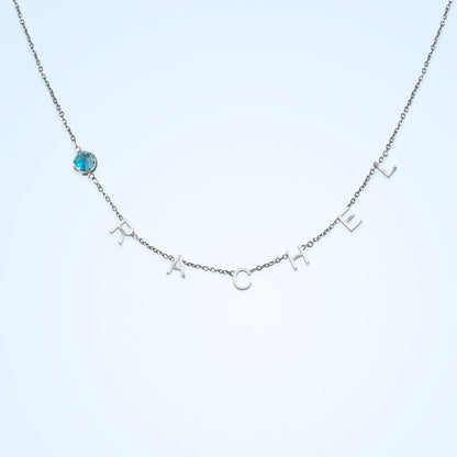 Initials Name Pendant Necklace, Birthstone Customized Name Pendant - Oarse