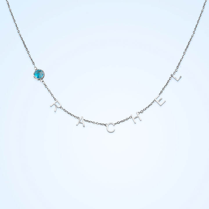 Initials Name Pendant Necklace, Birthstone Customized Name Pendant - Oarse