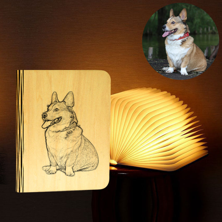Custom Book Shape Night Light With Pet Picture - Oarse