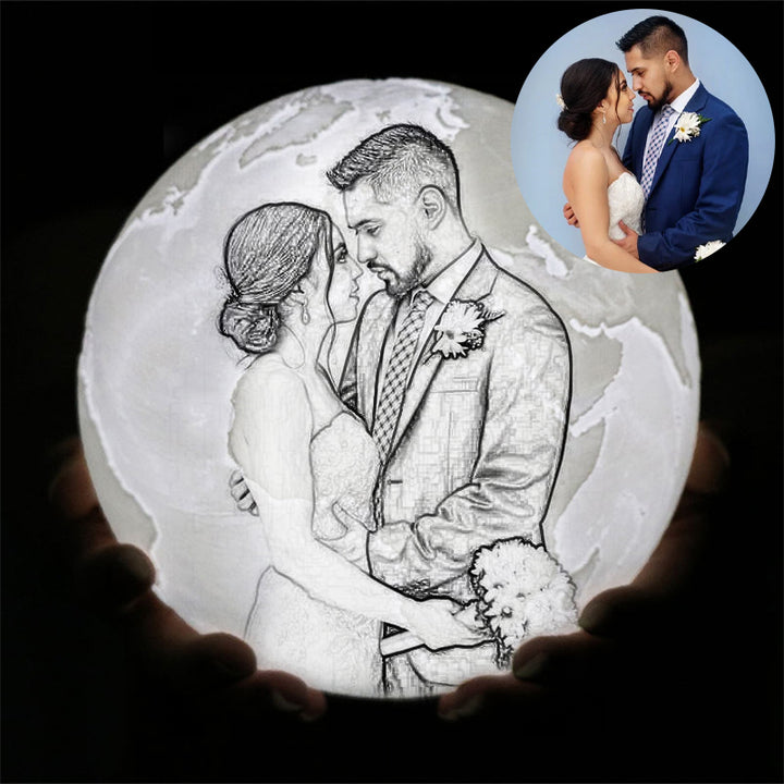 Custom Photo Engraved Planets Moon Lamp - Oarse