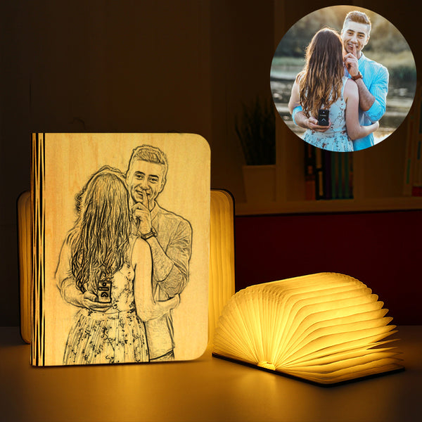 Custom Picture Night Light Wooden Folding Book Light - Oarse