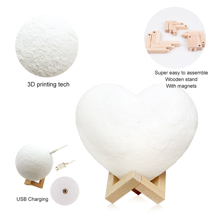 Customized Heart Shaped Moon Lamp - Oarse