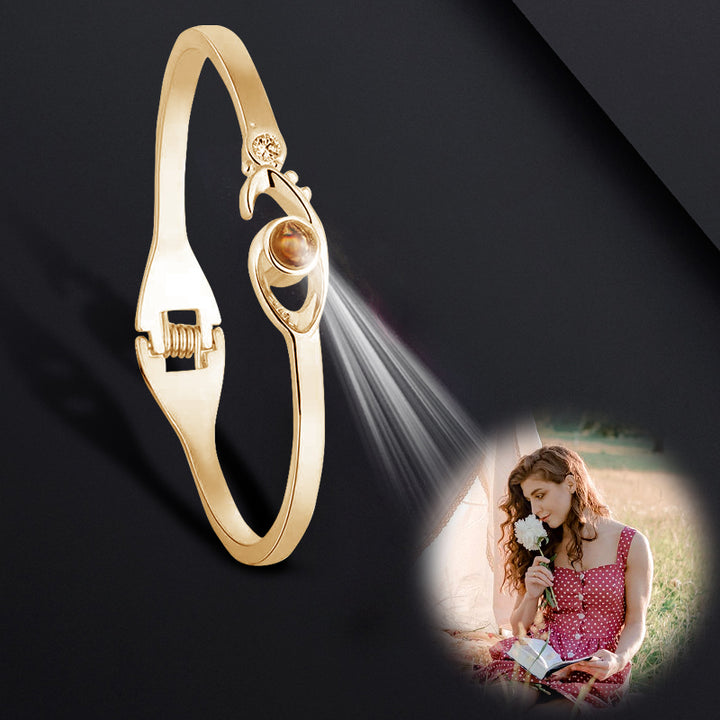 Personalized Eye Bangle Bracelet Photo Projection Bracelet - Oarse