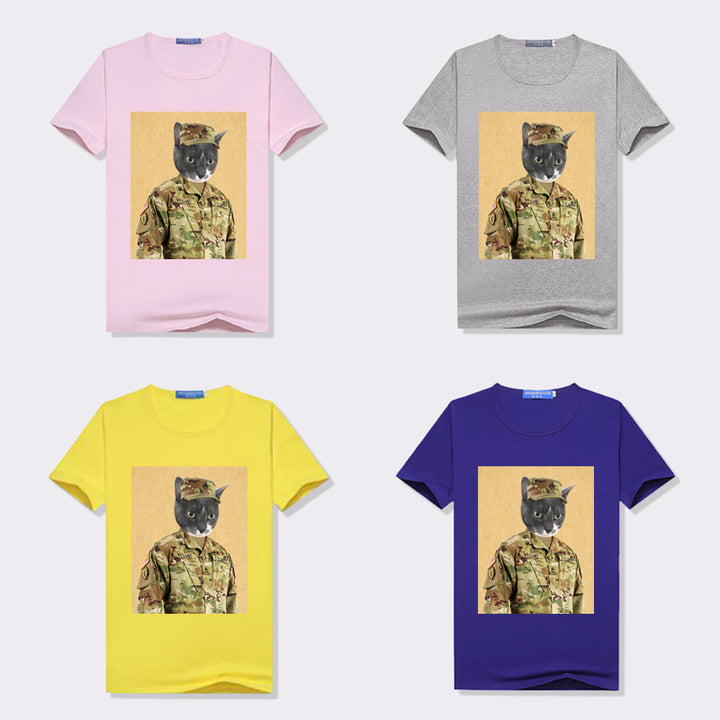 The Army Man Custom Pet Face Women T Shirt - Oarse