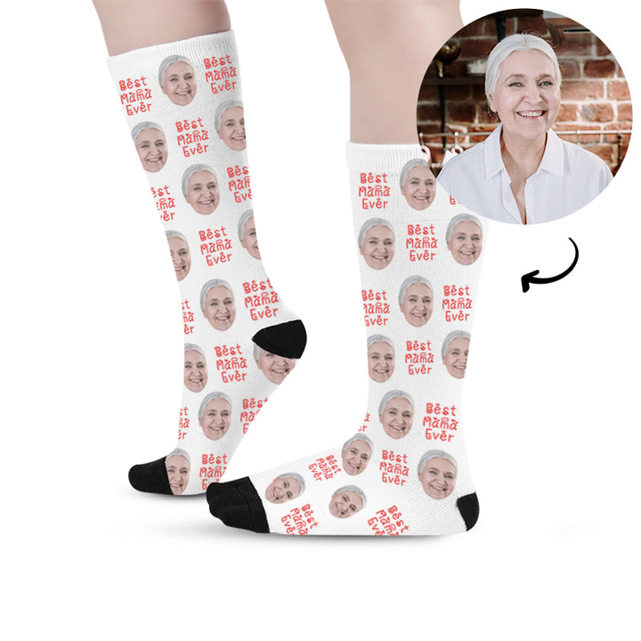 Custom Best Mom Ever Mother's Day Face Socks - Oarse