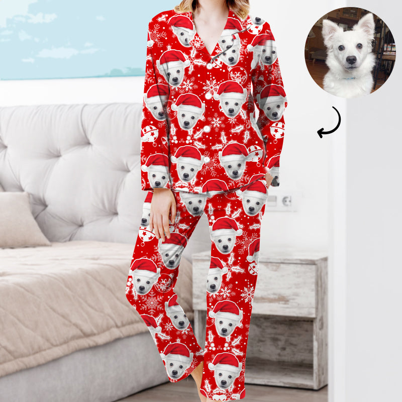Custom Dog Print Pajama Pants with Your Pets Face for Christmas - OARSE