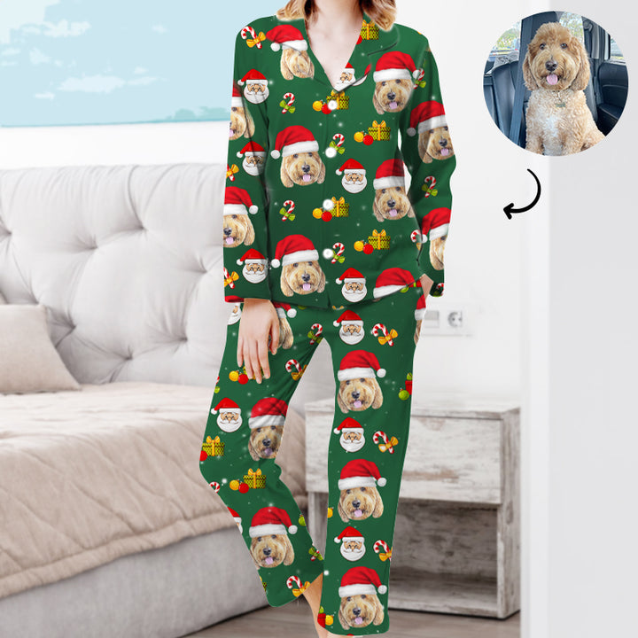 Custom Dog Print Pajama Pants with Your Pets Face for Christmas - OARSE