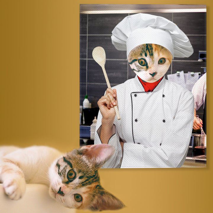 Personalized Pet Canvas Art The Chef Animal Portrait - Oarse