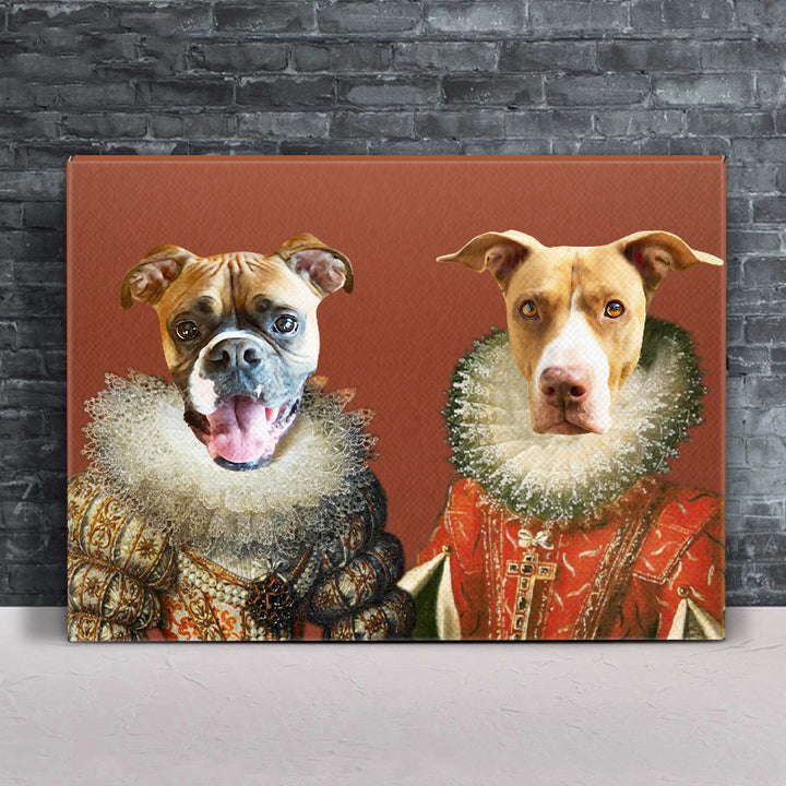 Custom Princesses Pet Portrait Canvas, Royal Pet And Owner Portraits - Oarse