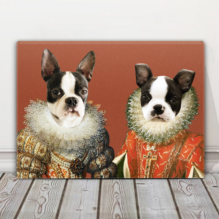 Custom Princesses Pet Portrait Canvas, Royal Pet And Owner Portraits - Oarse