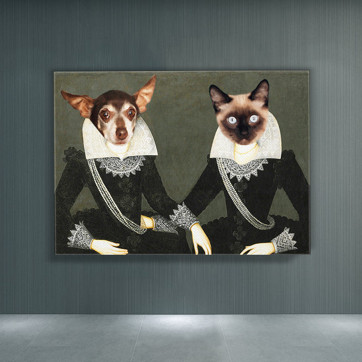 Custom The Sisters Pet Portrait, Pet And Owner Portraits - Oarse