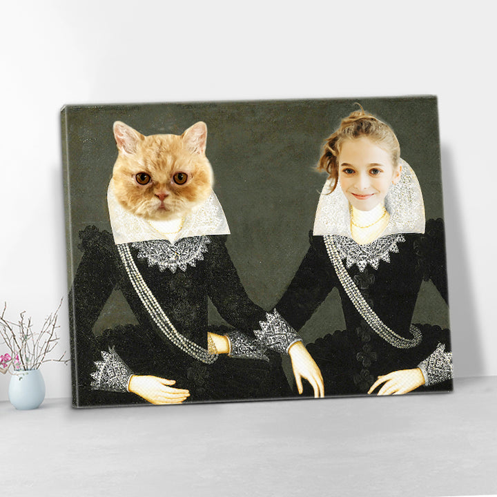 Custom The Sisters Pet Portrait, Pet And Owner Portraits - Oarse