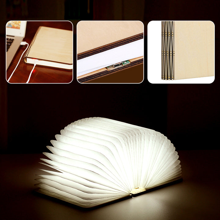 Custom USB Rechargeable Wooden Folding Book Light - Oarse