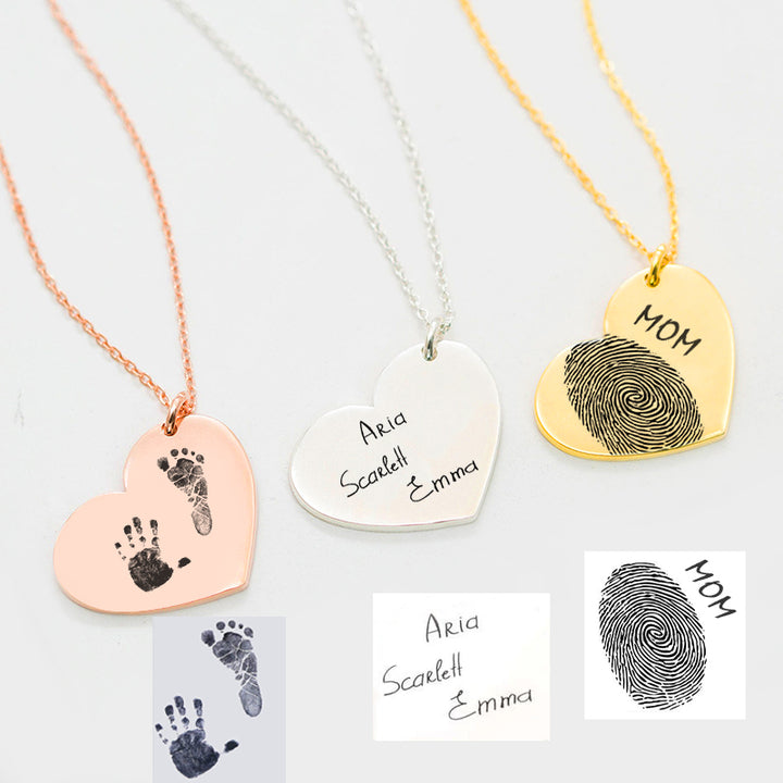 Heart-Shaped Custom Initial Necklace, Custom Thumbprint Necklace - OARSE