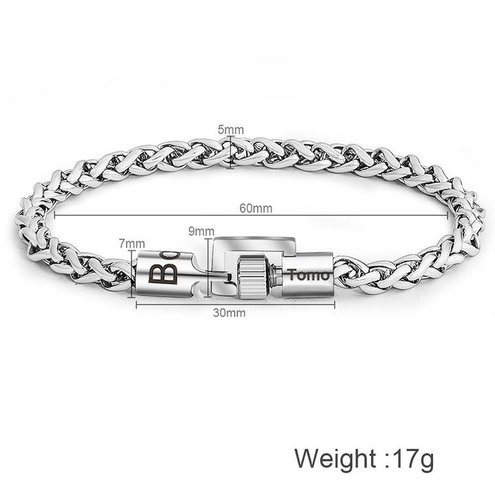 Stainless Steel Hip Hop Spiral Bracelet With Name, Custom Name Bracelet - OARSE