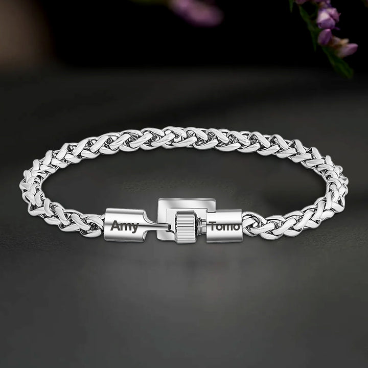 Stainless Steel Hip Hop Spiral Bracelet With Name, Custom Name Bracelet - OARSE
