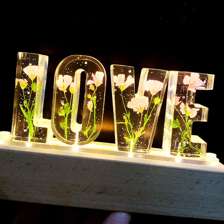 Roses And Epoxy Resin Night Lamp, Name Night Light - Oarse