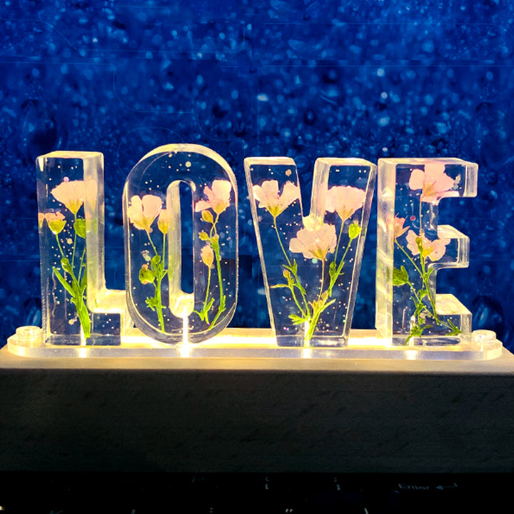 Roses And Epoxy Resin Night Lamp, Name Night Light - Oarse
