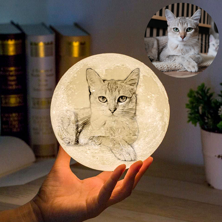 Custom Pet Photo 3D Moon Lamp 16 Colors - Oarse
