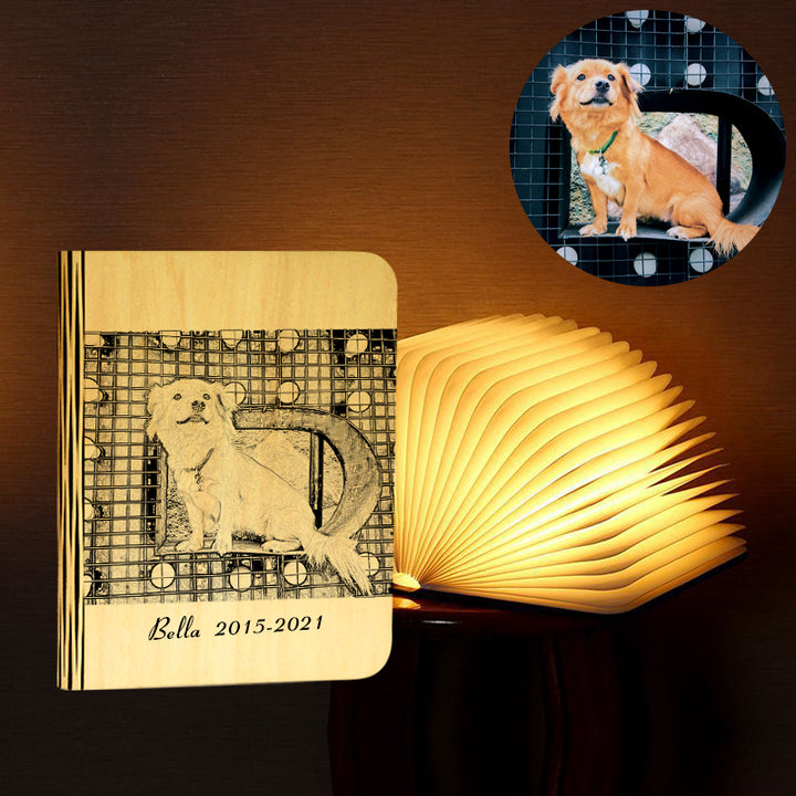Custom Pet Memorial Wooden Book Lamp - Oarse