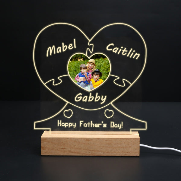 Custom Heart Puzzle Name Picture Night Light - Oarse