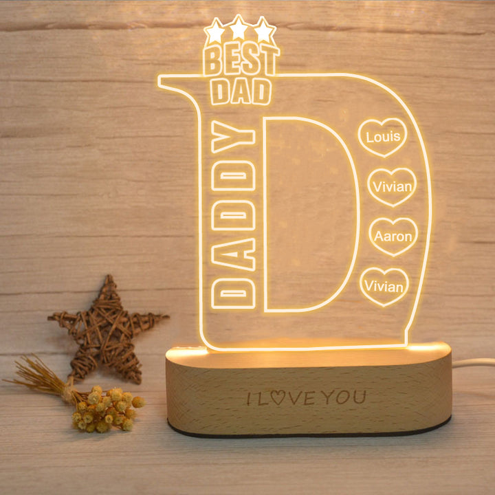 Best Dad Name Night Light, Kids Name Night Light For Father - Oarse