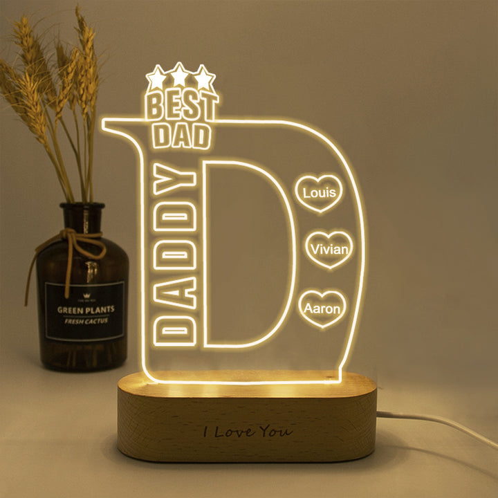 Best Dad Name Night Light, Kids Name Night Light For Father - Oarse