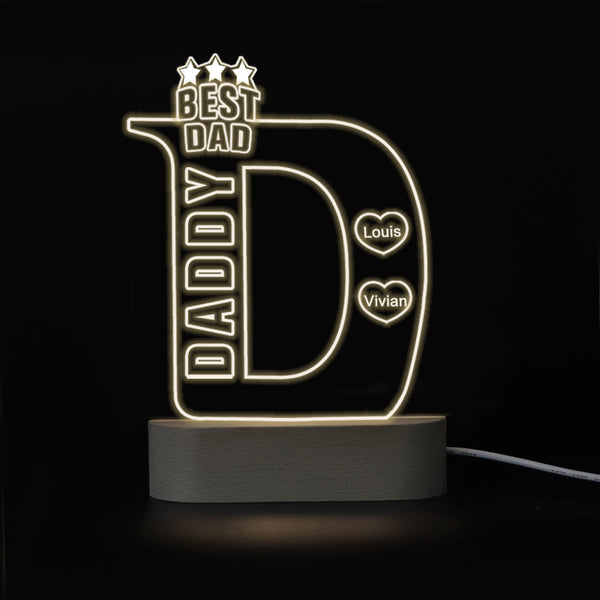 Best Dad Name Night Light, Kids Name Night Light For Father - Oarse