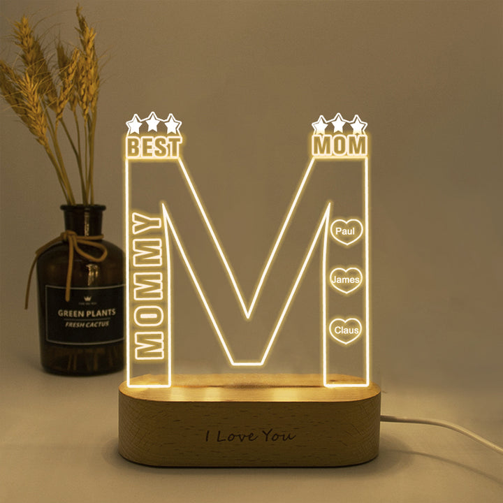 Best Mom Name Night Light, Kids Name Night Light For Mother - Oarse