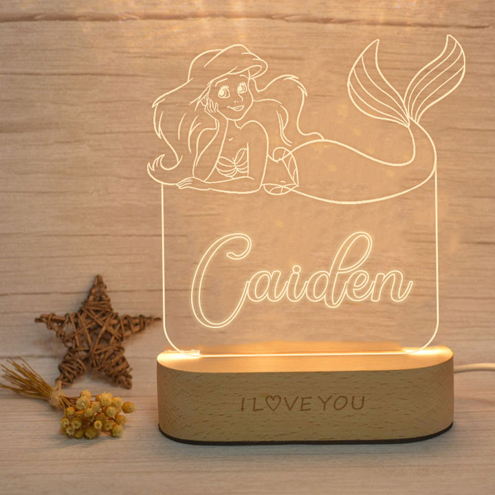 Mermaid Personalized Name Night Light For Kids - Oarse
