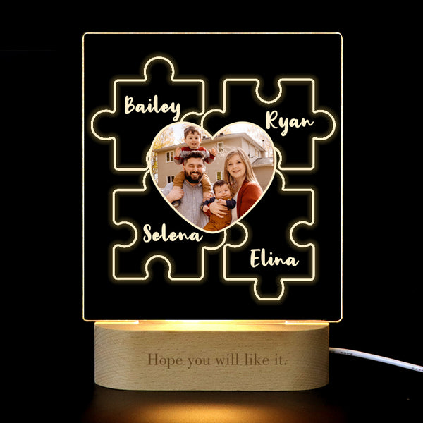 Puzzle Name Night Light, Custom Photo Light For Him, Her - Oarse