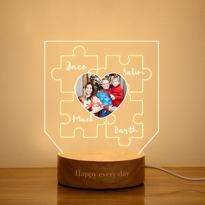 Puzzle Name Night Light, Custom Photo Light For Him, Her - Oarse