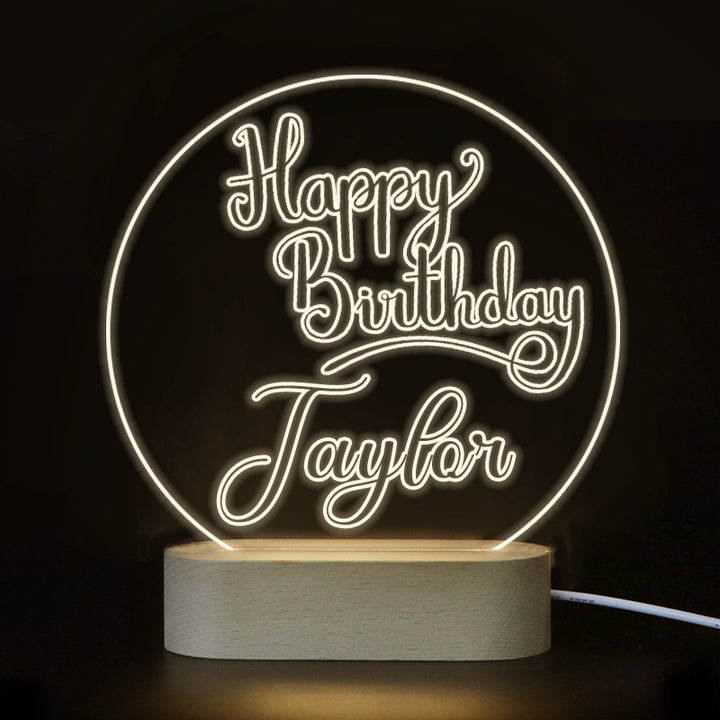 Happy Birthday Name Night Light, Custom Led Lamp - Oarse