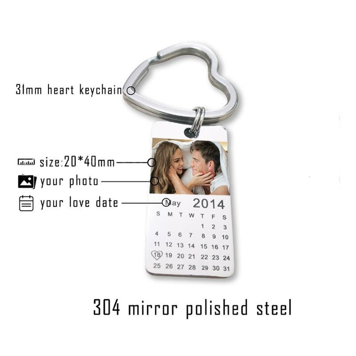 Personalized Calendar Keychain Couple Picture Keychain - Oarse