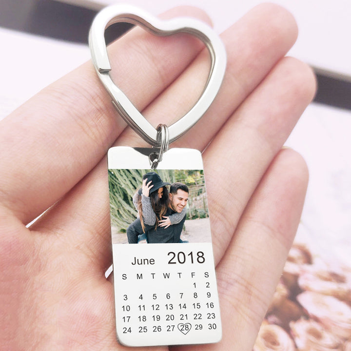 Personalized Calendar Keychain Couple Picture Keychain - Oarse